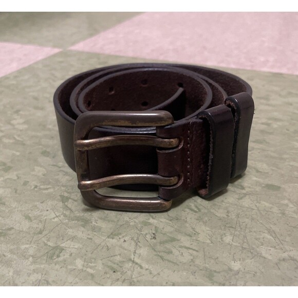 Vintage 90's Express Brown Leather Belt M Made In Italy 28”-32” - Picture 1 of 5